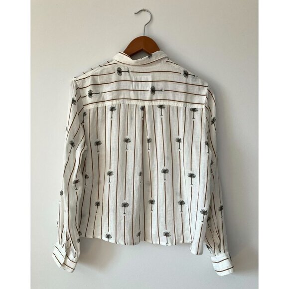 RAILS Charli Button Down Linen Shirt Stripe Palms Size Medium - Picture 5 of 8